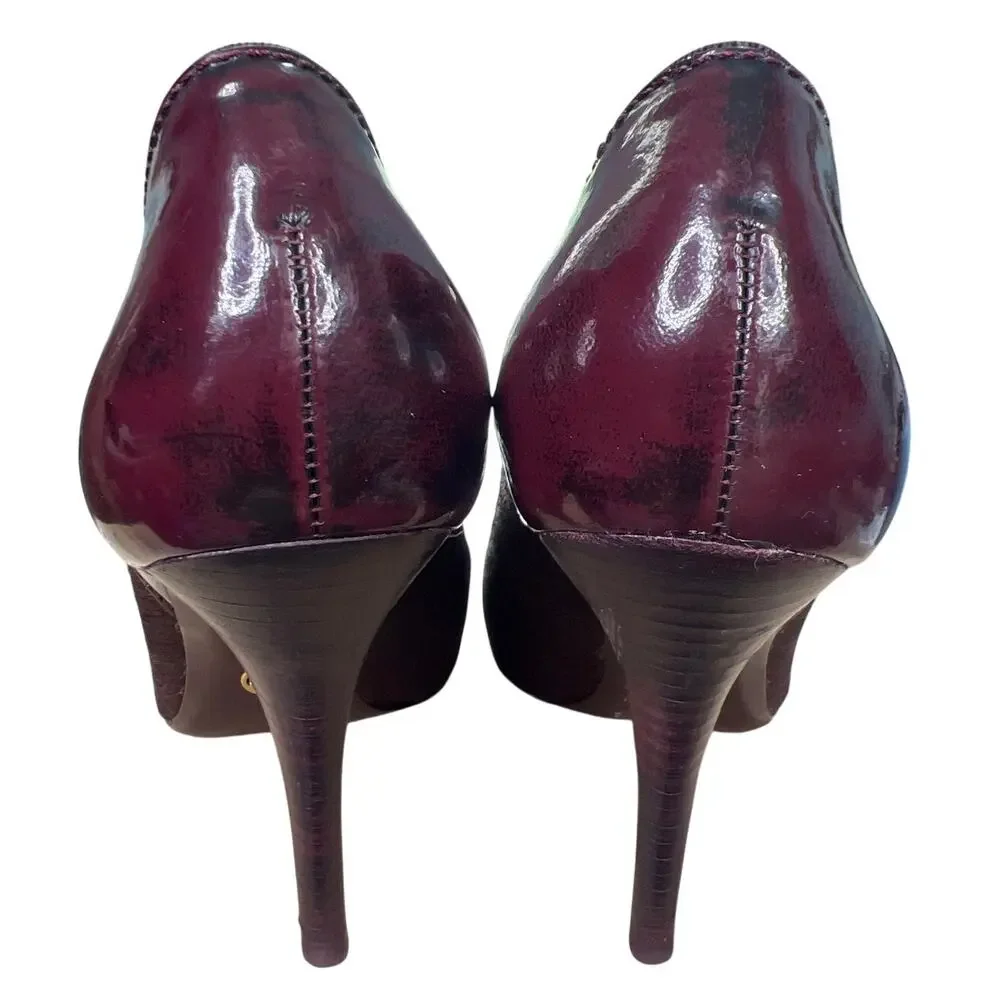 Tory Burch Women’s Bernice Oxblood Calf Hair Heels Size US 7